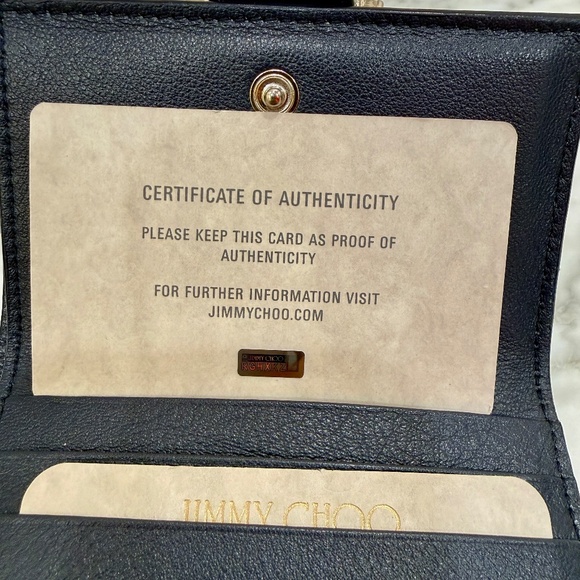 NEW IN BOX - JIMMY CHOO Cheri Leather Trifold Wallet Card Case - Cosmos Black - Picture 5 of 6